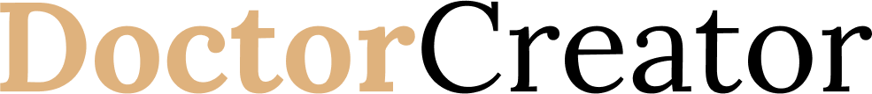 Logo DoctorCreator com 'Doctor' em dourado e 'Creator' em preto