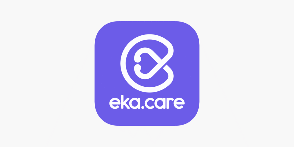Ícone do aplicativo eka.care em fundo roxo