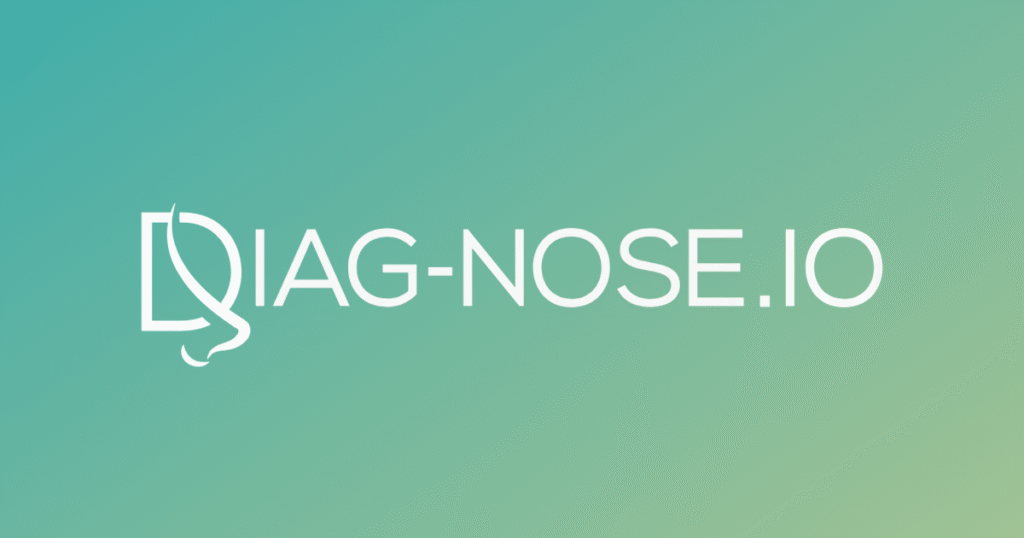 Logo da Diag-nose.io em fundo verde-azulado