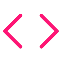 Ícone de colchetes de código '< >' em rosa