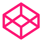 Ícone de cubo hexagonal em rosa