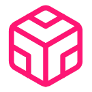 Ícone de cubo 3D em rosa