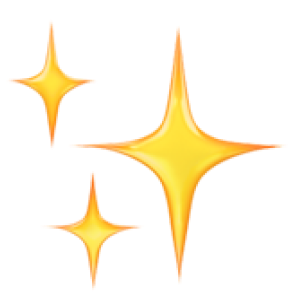 Ilustração de três estrelas cintilantes douradas (emoji de brilho)