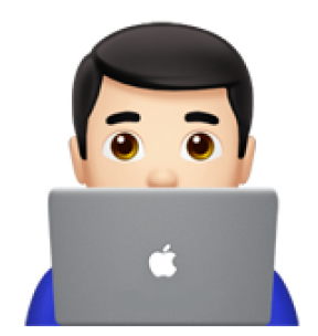 Emoji de pessoa trabalhando em notebook